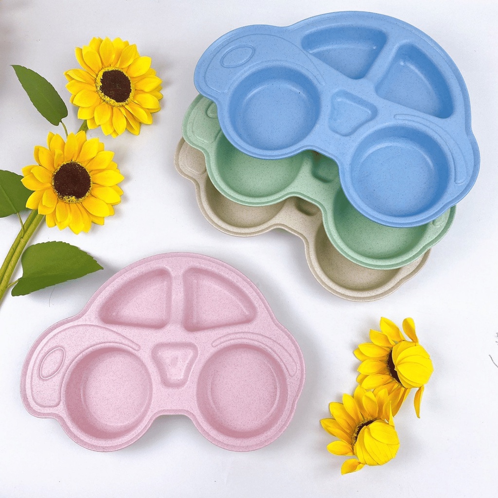 Khay ăn dặm lúa mạch cho bé hình ô tô khay ăn bột cháo hình oto Homedy kids