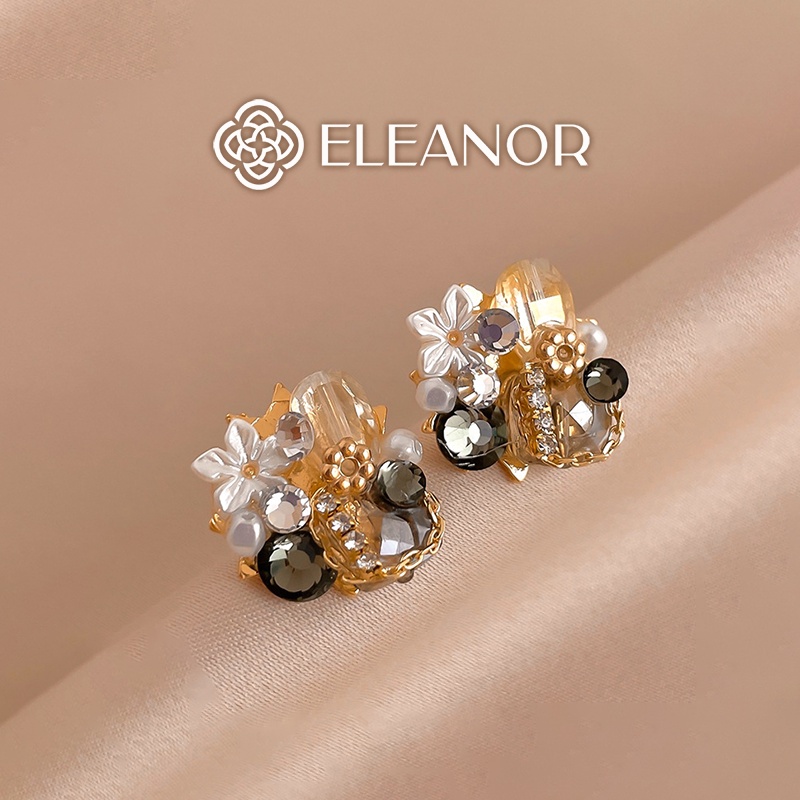 Bông tai nữ chuôi bạc 925 Eleanor Accessories hình hoa đính đá phong cách trẻ trung phụ kiện trang sức 5498