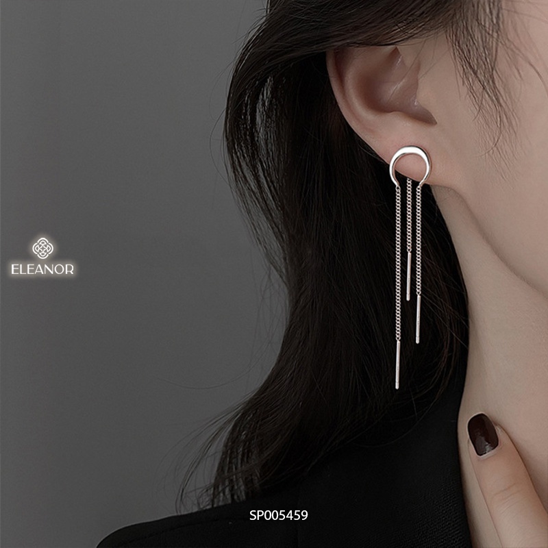 Bông tai nữ chuôi bạc 925 Eleanor Accessories dáng dài thiết kế hình tròn khuyết tua rua phụ kiện trang sức 5459