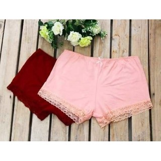 Quần Mặc Váy Cotton Lụa Trơn Phối Ren 788 | Mềm Mại, Không Lộ Vết