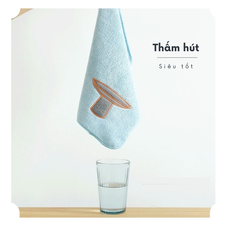 Khăn lau bếp đa năng siêu thấm microfiber FEEKA, khăn lau cửa kính xe ô tô cao cấp xinh xắn có móc treo