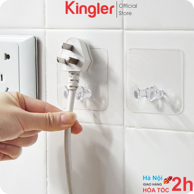 10 Giá Gài Phích Điện Dán Tường Trong Suốt, Móc Chân Không Treo Phích, Đỡ Điện Thoại, Móc Dán Tường, Kingler 4000Set10
