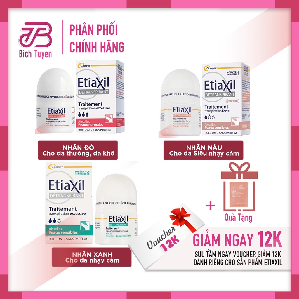 Lăn Khử Mùi Etiaxil 15ml - Khử Mùi, Ngăn Mồ Hôi Hiệu Quả - Extiaxil - Etiaxil xanh - đỏ – nâu BT Cos