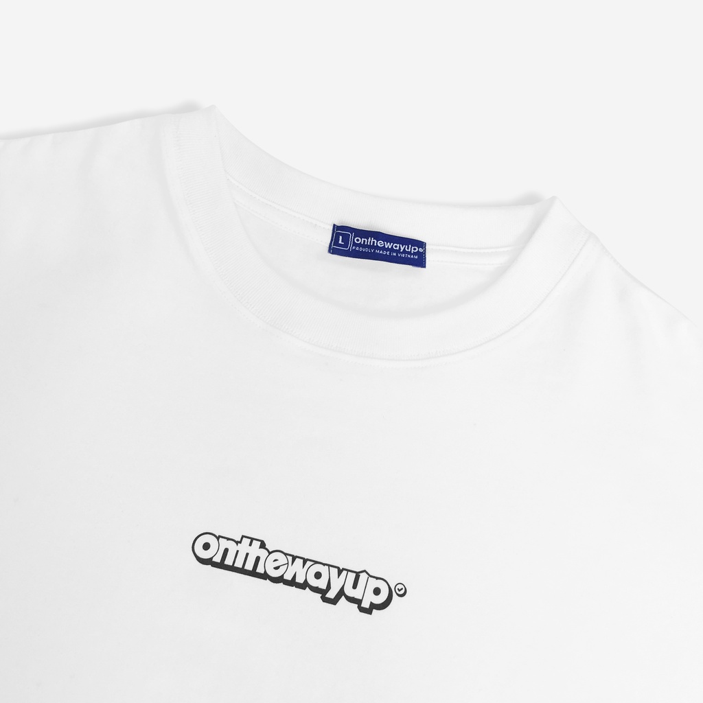 Áo Phông Nam Nữ Lowkey ONTHEWAYUP 100% Premium Cotton - Áo thun local brand Cổ Tròn Form Rộng / Màu Trắng