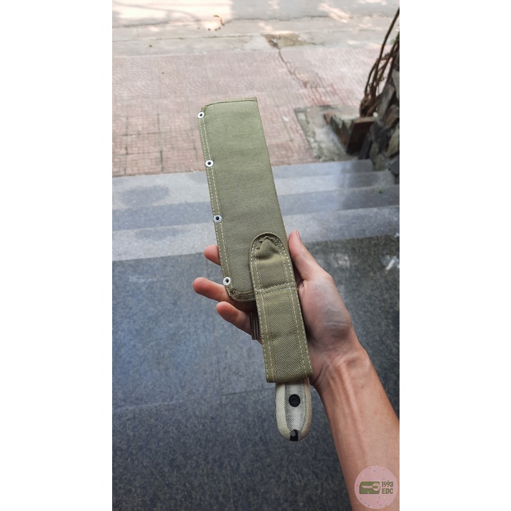 Dao dã ngoại ESEE Knives Expat Libertariat Machete 9" 1095 Black Blade, Micarta Handles, Tan Canvas Sheath