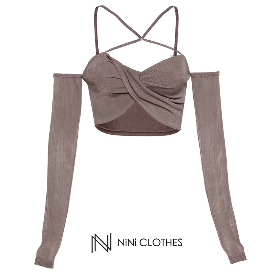 Áo croptop dài tay một vai thời trang hở lưng gợi cảm ngắn rốn áo nữ kiểu INS Phong Cách Âu Mỹ Mùa Hè 2023 | BigBuy360 - bigbuy360.vn