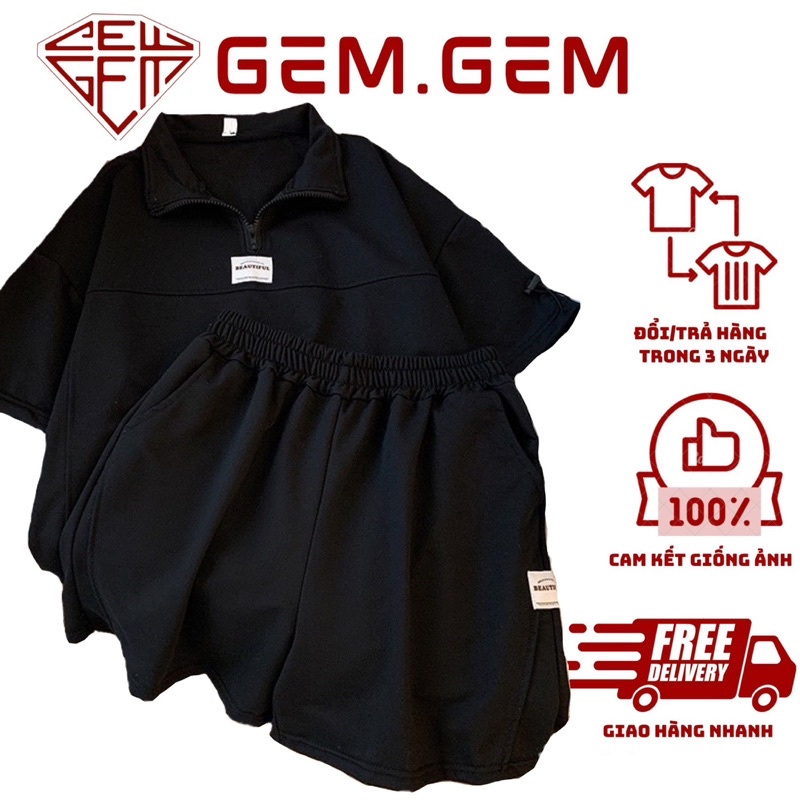 Bộ POLO TRƠN CỘC TAY nam nữ ulzzang form rộng 🌸 Set đồ unisex kiểu dáng Hàn Quốc áo polo quần short đùi🌸 Freeship🌸 Sale
