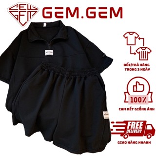 Bộ POLO TRƠN CỘC TAY nam nữ ulzzang form rộng 🌸 Set đồ unisex kiểu dáng Hàn Quốc áo polo quần short đùi🌸 Freeship🌸 Sale