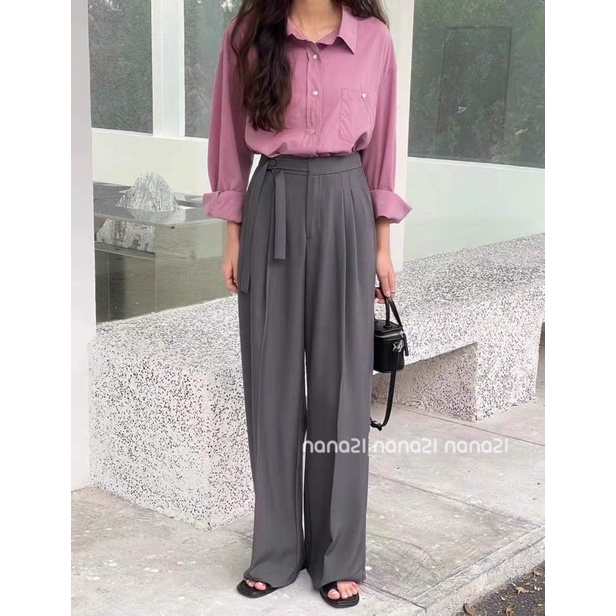Quần vải ống suông cúc chéo Nana21 Nanastore21