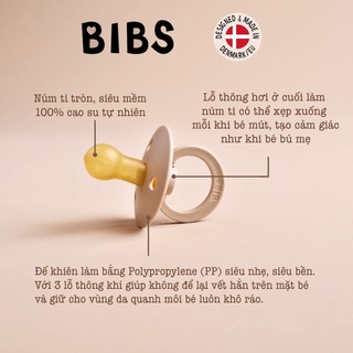Ti Ngậm Giả Cho Bé BIBS Colour Đan Mạch Chính Hãng Núm Tròn Chất Cao Su Siêu Mềm An Toàn Kèm Nắp Trứng