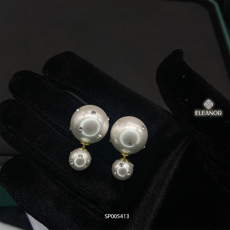 Bông tai nữ chuôi bạc 925 Eleanor Accessories ngọc trai nhân tạo lớn đính đá phụ kiện trang sức 5413
