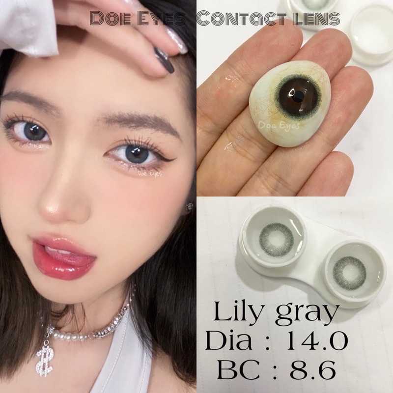 Lens Xám Xanh Rêu Giãn 14.0mm ( Lily Gray)