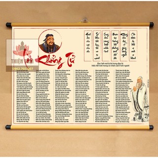 Tranh chữ Lời Khổng Tử (Nho Giáo) 70x50cm treo tường khổ lớn bằng vải phủ bóng cao cấp dày dặn