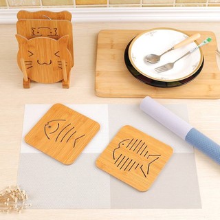 Miếng lót cốc đĩa nồi bằng gỗ sang chảnh (9,5cmX9,5cm) 2193 SIÊU THỊ 24/7