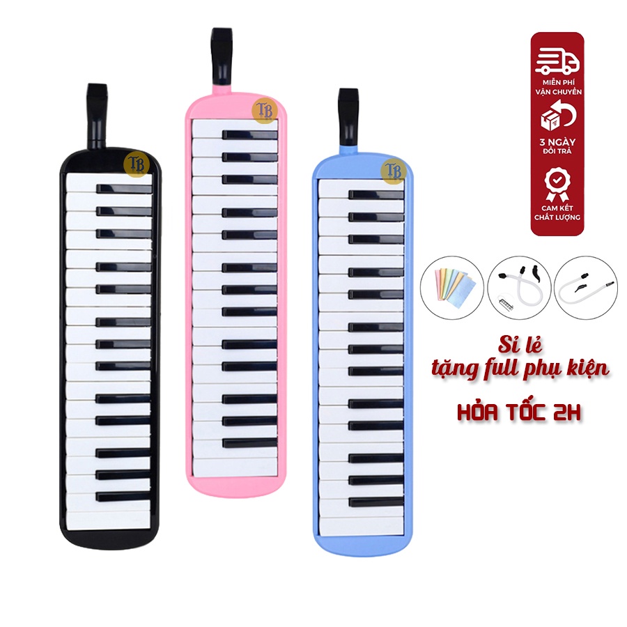 Kèn phím melodica melodion 37 phím đen, xanh, hồng cho học tập, biểu diễn - Tặng đầy đủ phụ kiện - Sáo trúc Thanh Tùng