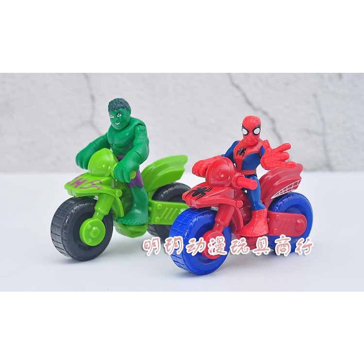 Set 2 Mô Hình Mô Phỏng Người Nhện / Người Lái Xe Máy / Hulk Cho Bé