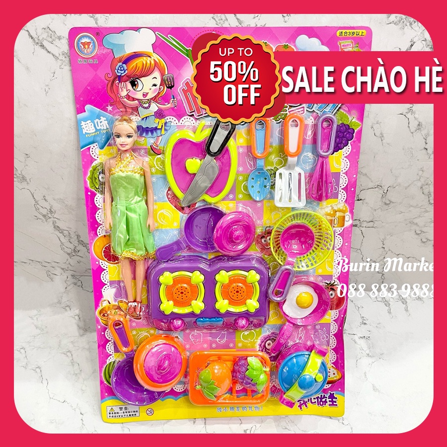 Vỉ đồ chơi búp bê nấu ăn cho bé, đồ chơi cho bé gái chất liệu an toàn hàng nhập khẩu cao cấp - Burin