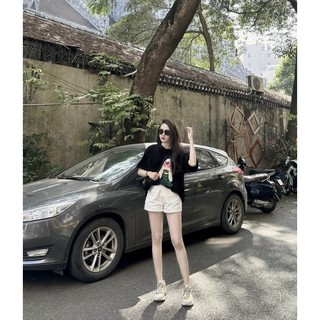 SET QUẦN SHORT KAKI TRẮNG ÁO IN