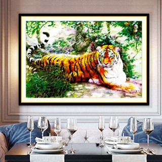 Tranh đính đá - Tranh thêu chữ thập vẻ đẹp mãnh hổ, tranh con hổ - tự làm