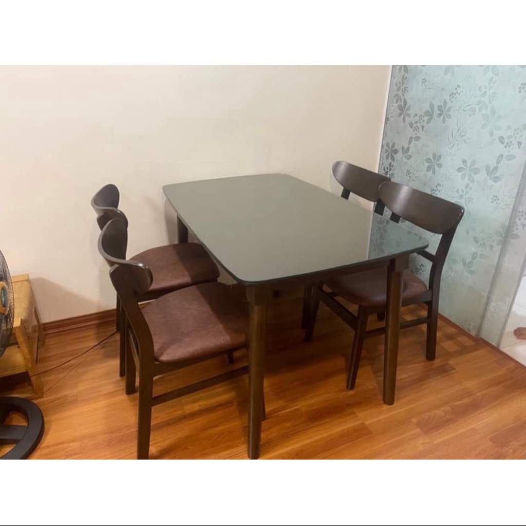 Bàn ăn 4 ghế mango gỗ tự nhiên, ghế lót niệm da chắc chắn, sang trọng hiện đại - Nội Thất Ngọc Mai | BigBuy360 - bigbuy360.vn