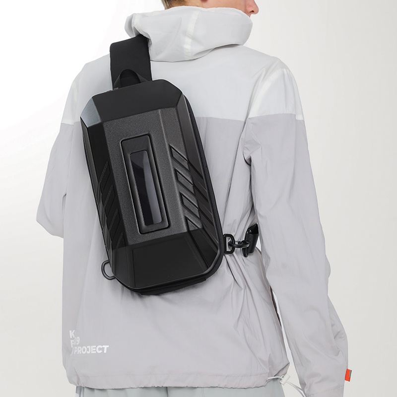 Balo đèn Led túi đeo chéo nam OZUKO 9499S dáng túi hộp chất liệu nhựa cao cấp phong cách cá tính