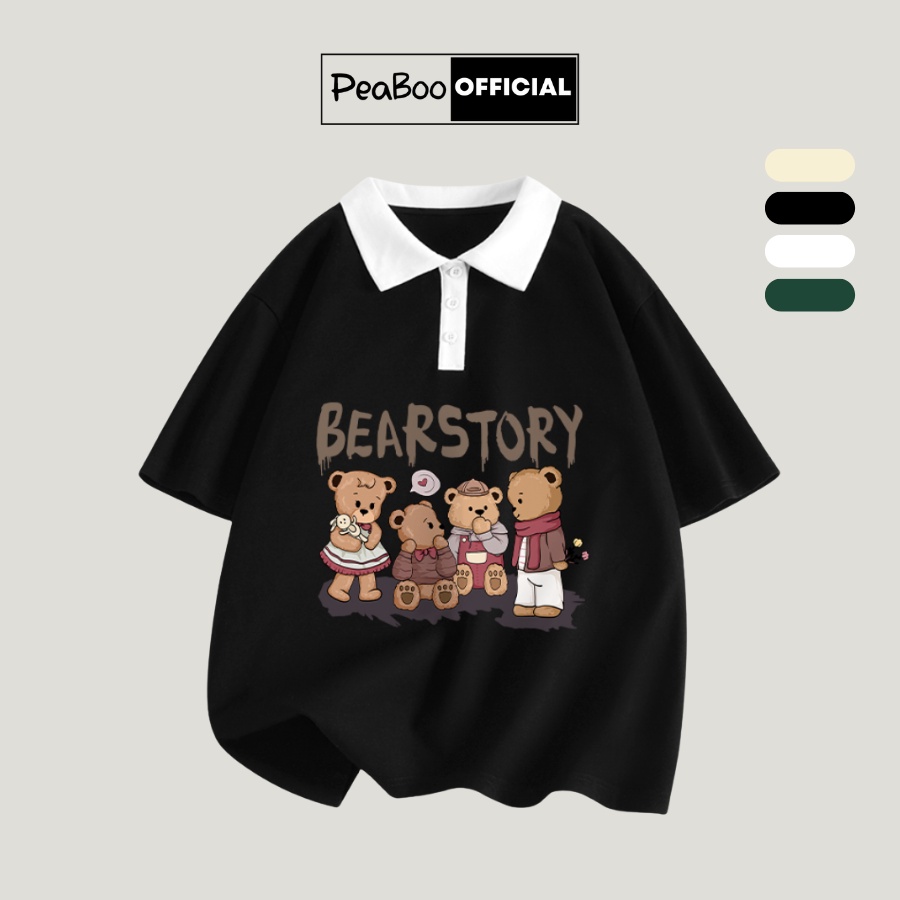 Áo Phông Polo Unisex PEABOO Mã PL BearStory Local Brand Form Rộng Cổ Đẹp Chất Cotton Nam Nữ