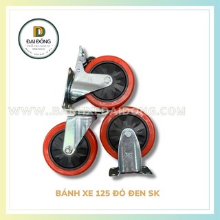 BÁNH XE ĐẨY 125 ĐỎ ĐEN ( ĐÃ BAO GỒM CÀNG XE ĐẨY)