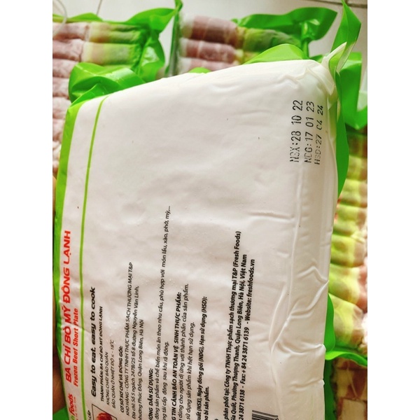 Ba chỉ bò Mỹ cuộn, dải - vỉ 500gr Giao nhanh HCM