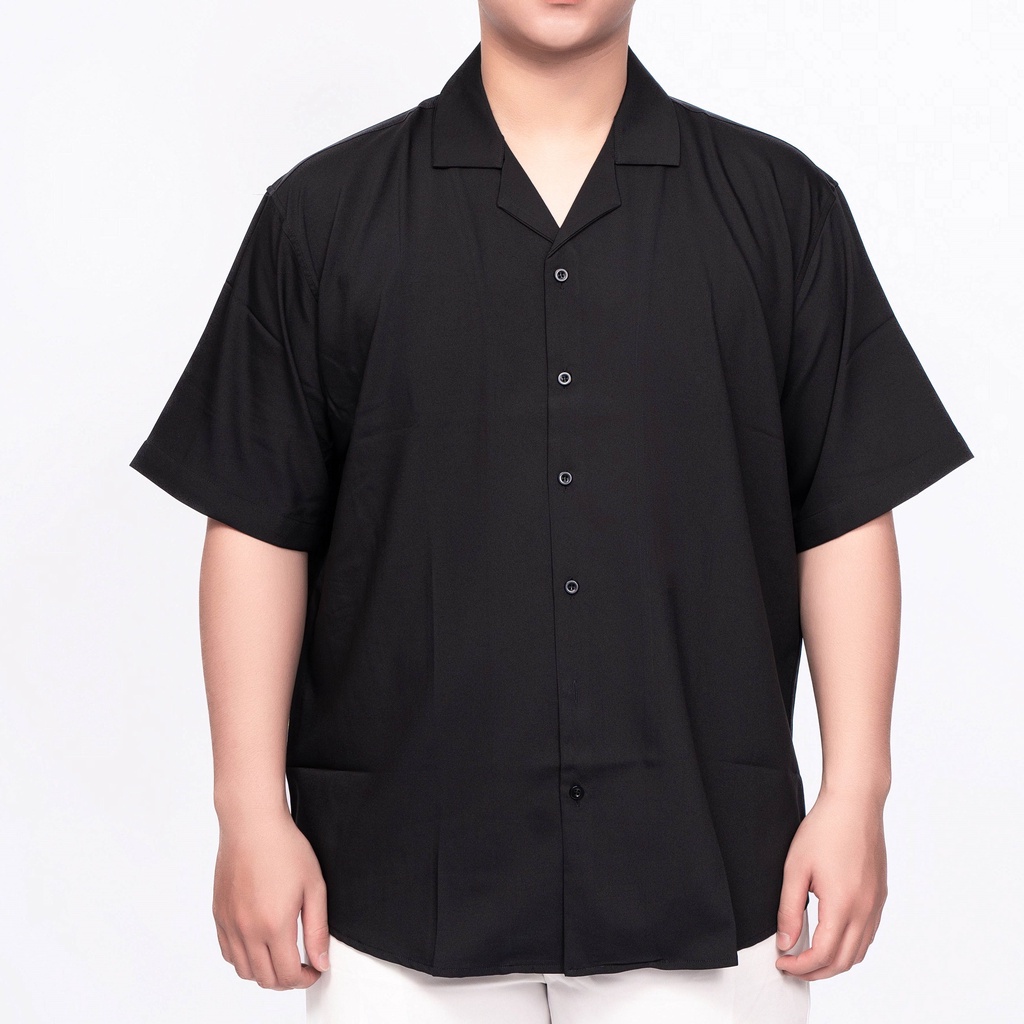 Áo sơ mi Bigsize cộc tay cổ VEST phong cách Hàn Quốc chất lụa cao cấp mềm mịn có size lớn 130kg
