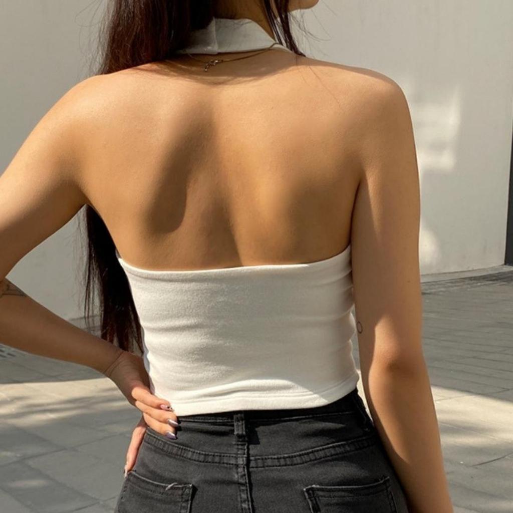 Áo yếm hở lưng cổ choàng có mút ngực Xquin, Áo croptop cố yếm hở lưng chất borip siêu mềm siêu tôn dáng