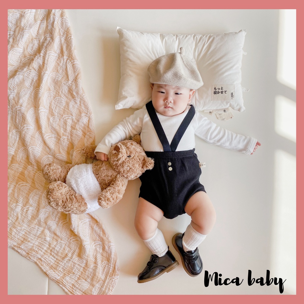 Quần sooc yếm ngắn trẻ em chất thun co giãn đáng yêu cho bé QA81 Mica baby