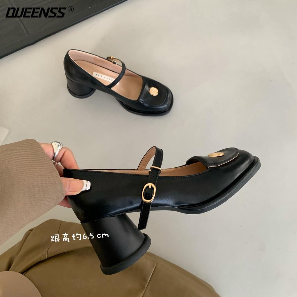 Giày Cao Gót Mary Jane Mũi Vuông Phong Cách Thời Trang Xuân Hè Pháp 2023 Mới