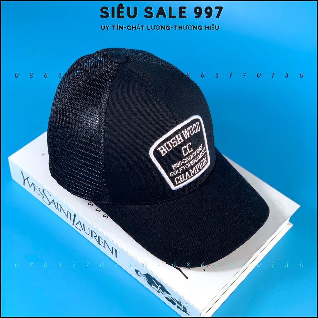 MŨ LƯỠI TRAI BUSHWOOD KẾT LƯỚI THOÁNG MÁT THÊU LOGO THỜI TRANG
