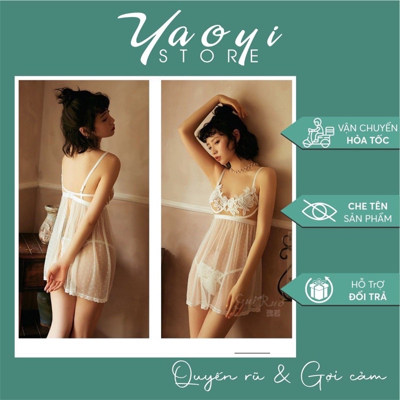 Váy ngủ voan 2 dây xuyên thấu sexy gợi cảm đẹp cho nữ V909