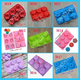 HCM - [Bánh to 6-8cm] Khuôn silicon làm rau câu, nướng bánh hình hoa hồng, hướng dương,Trung thu và hoa Tuyết BSI