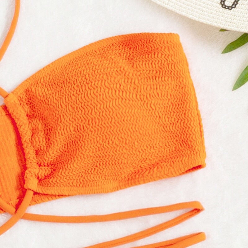 Bikini nữ 3 mảnh hàng nhập cao cấp áo quây cột ngực quần chip kèm váy lưới dây rút vải xốp nhiều màu