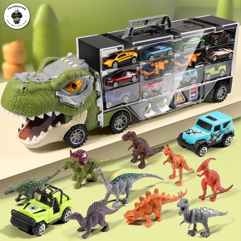 Đồ Chơi Xe Tải Container HotWheels Hình Khủng Long Vận Chuyển Xe Ôtô Cỡ Lớn Cao Cấp Tặng Kèm Xe Con Và Khủng Long