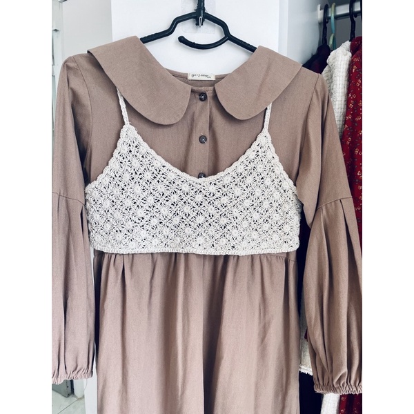 Pass đầm Gà vintage , đầm đi Đà Lạt hình thật kèm áo len móc