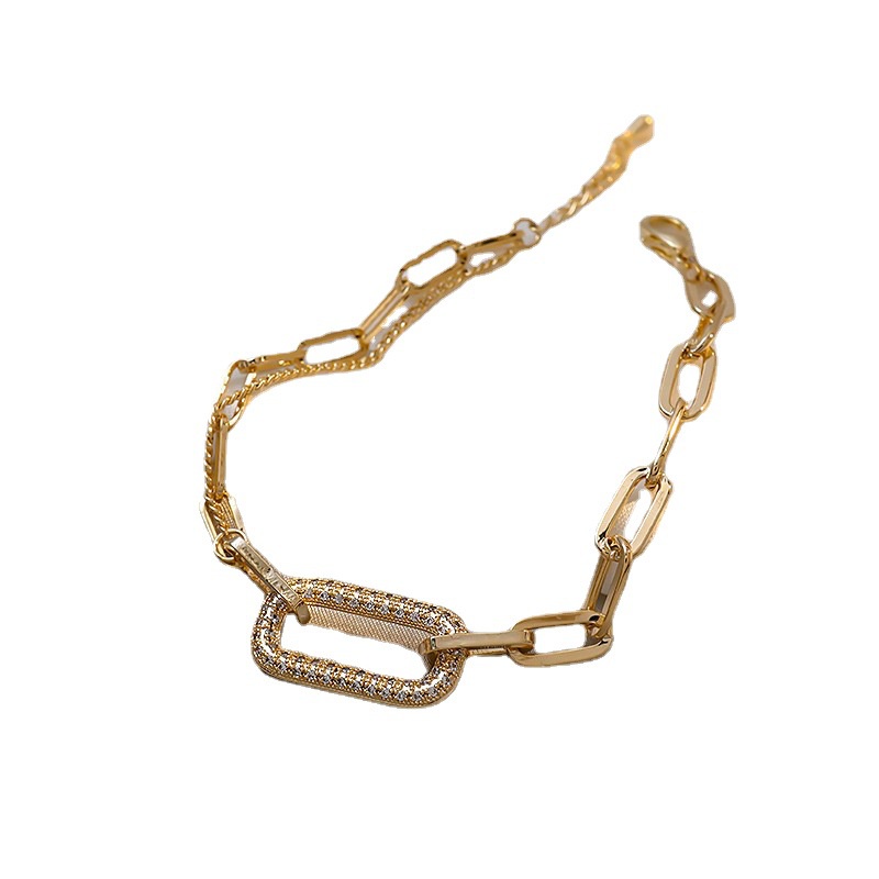 Vòng Tay Đính Đá Kim Cương Màu Vàng / Bạc Thời Trang Hàn Quốc Chất Lượng Cao