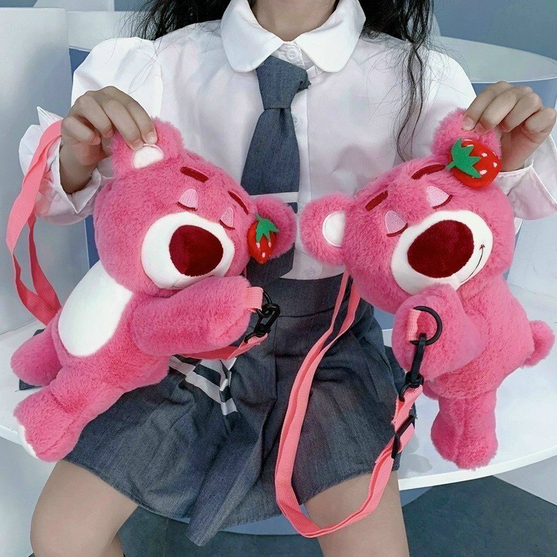 Túi đeo chéo gấu bông hình gấu dâu losto siêu yêu cho bé