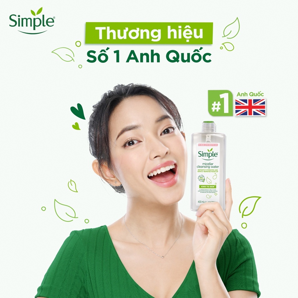 Nước tẩy trang Simple Simple Kind To Skin Micellar Water sạch sâu dịu nhẹ 200ml
