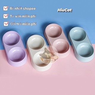 Khay đựng thức ăn cho mèo, khay đôi đựng thức ăn cho chó mèo, chén bát đựng thức ăn cho chó mèo - HiuCat