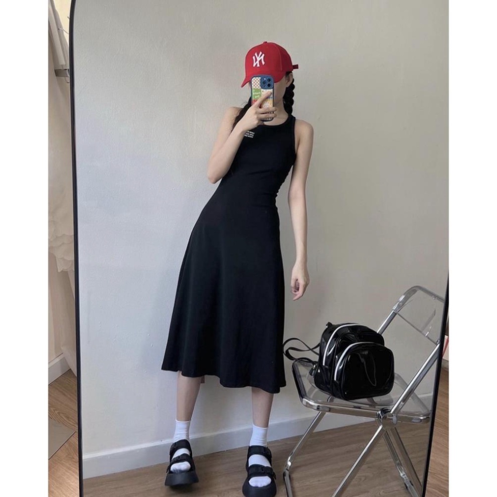 (Fom: <55kg) Đầm Đen Sát Nách In Chữ Đầm Công Chúa,, Váy Công Chúa, Đầm Tiểu Thư JL54 | BigBuy360 - bigbuy360.vn