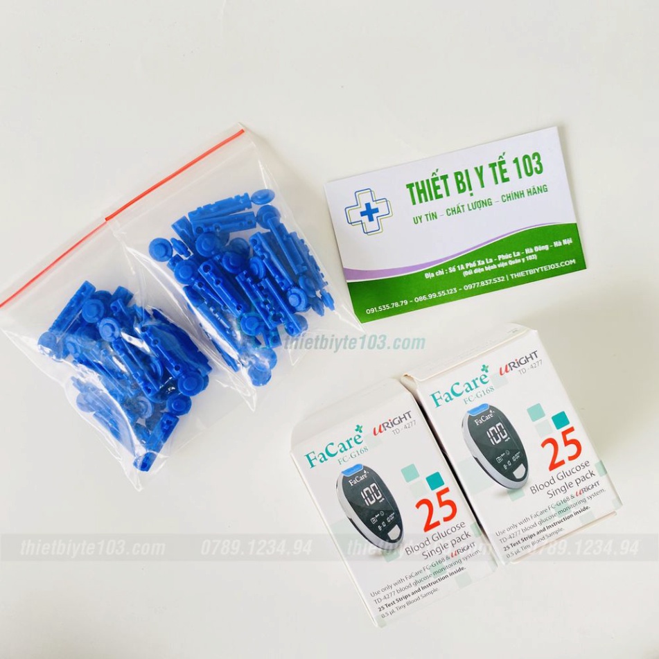Que Thử Đường Huyết FACARE Dùng Cho Máy Đo G168/G1168 - Dùng Test Chỉ Số Đường Huyết - Đo Chính Xác - Date Mới