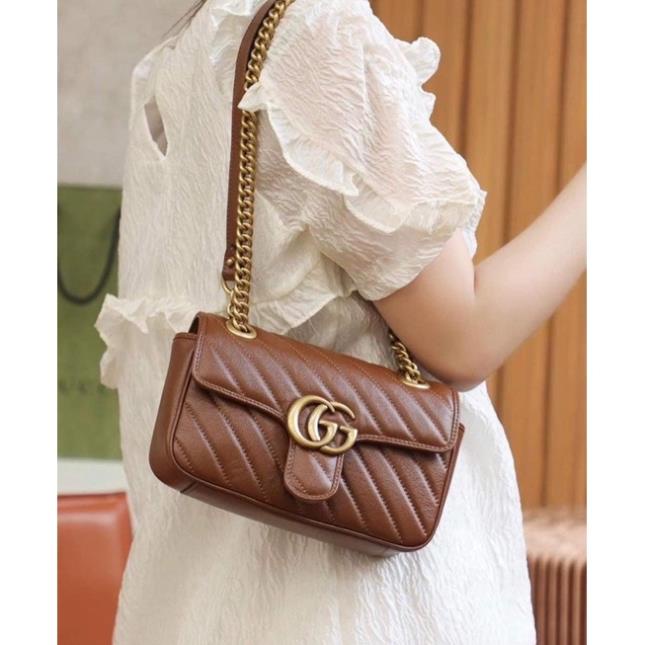 Túi Xách Gucci Marmont Nâu Size 22/26  -  By Willow.luxury