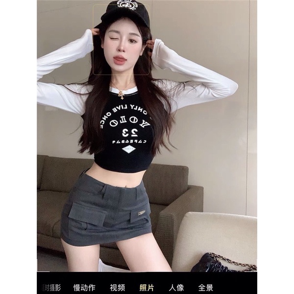 Áo Thun Tay Dài Phối Màu YOLO 23 Năng Động Cá Tính