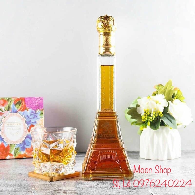 Chai, Bình Đựng Rượu Thuỷ Tinh Đẹp Cao Cấp Mẫu Tháp Eiffel 500ml