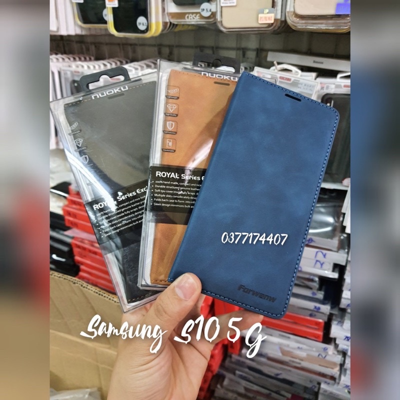 Bao da Nuoku dạng ví cho Samsung S23, S23 Plus, S23 Ultra, S22, S22 Plus, S22 Ultra có ngăn để thẻ siêu tiện sang trọng