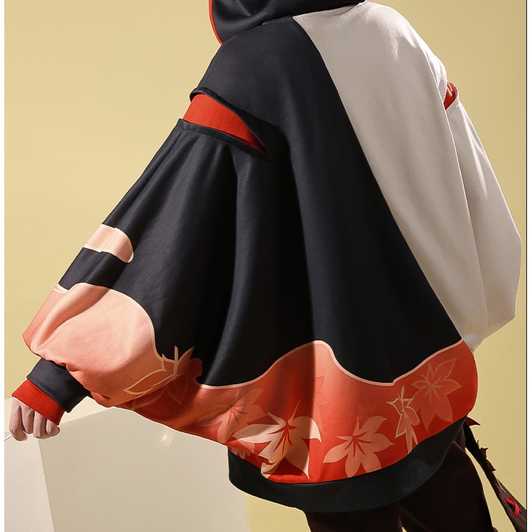 Hq3 Áo Khoác Tay Dài Có Khóa Kéo Có Mũ Trùm Phong Cách Anime Genshin Va Chạm Kazuha Plus Size QH3