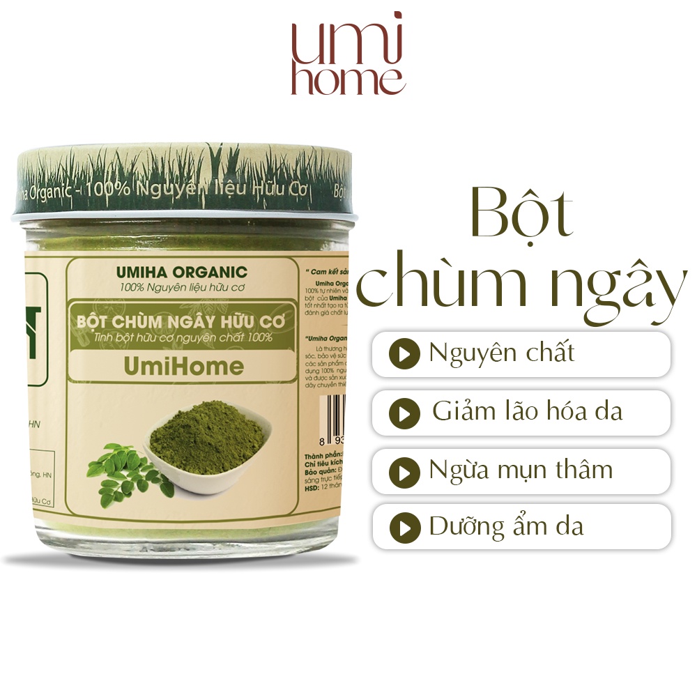Bột đắp mặt nạ Chùm Ngây nguyên chất UMIHOME 135g dùng dưỡng da ngừa mụn cấp ẩm cho da hiệu quả - Handmade